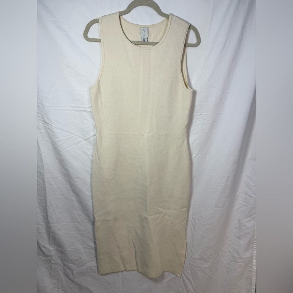 Joie Cream Knit Midi Dress‎ Sleeveless Minimalist Size M